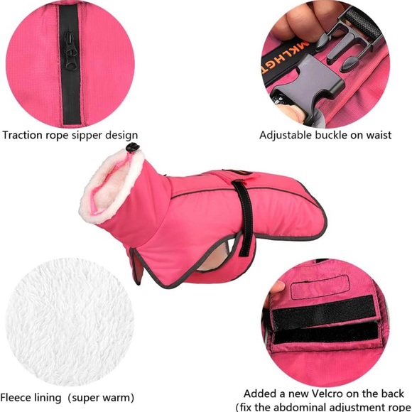Mklhgty Warm Dog Winter Coats, Reflective & Adjustable Dog Jacket with Buckle Tu - Picture 5 of 8